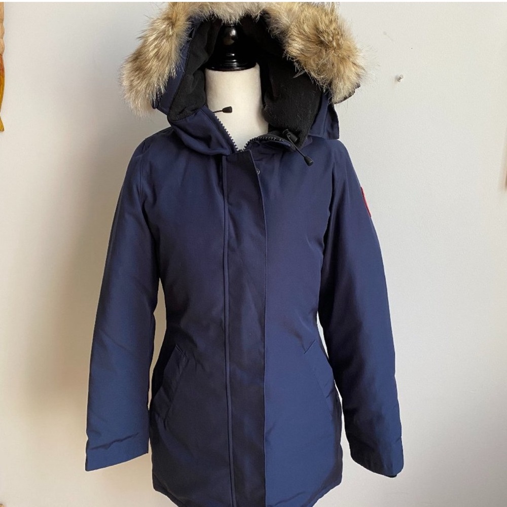 Canada Goose Women's Blue Ski Jacket with Fur Trim
